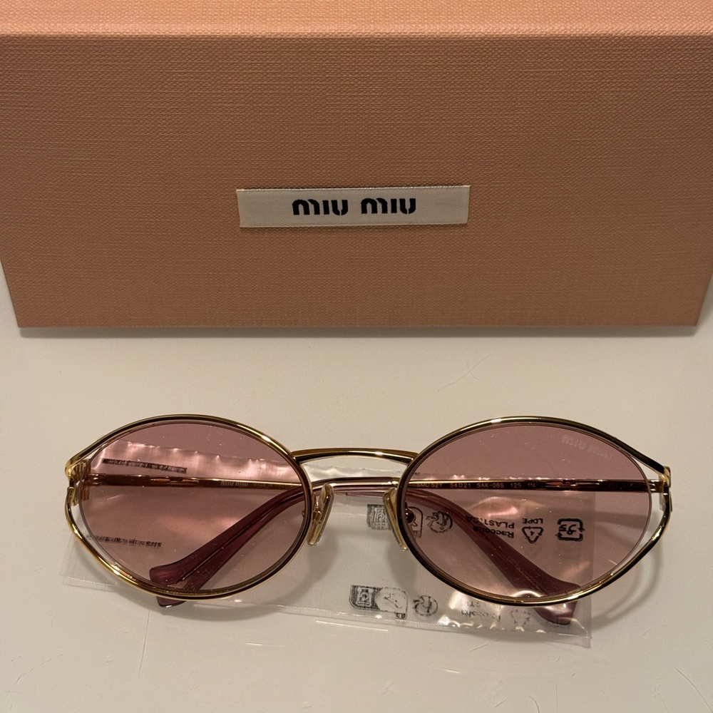 Miu Miu Gold and Pink Sunglasses